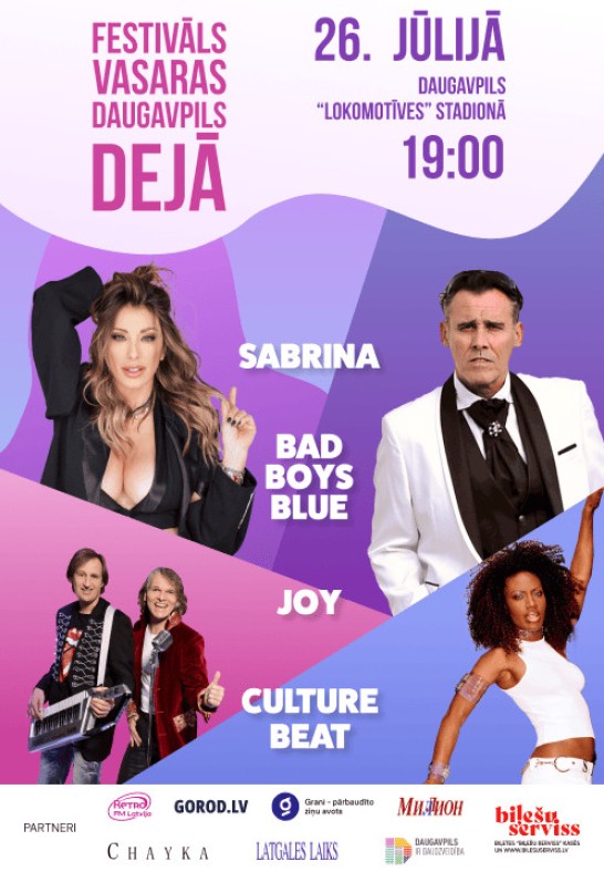 Festivāls 'Vasaras Daugavpils dejā'. Sabrina, Culture Beat, Bad Boys Blue, Joy.