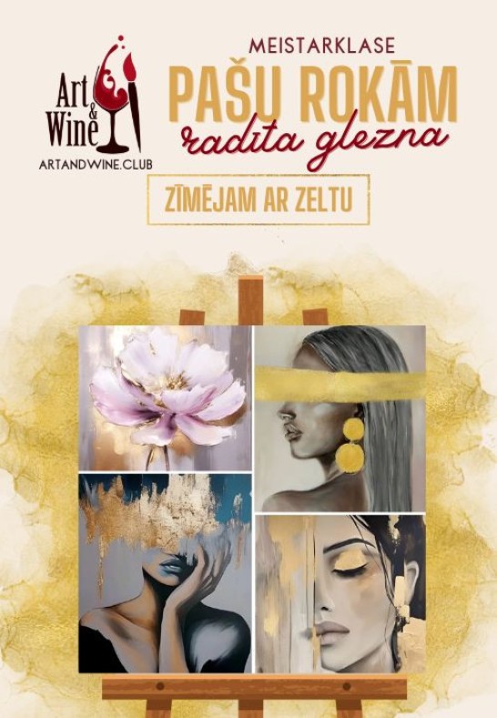 Art and Wine radošā meistarklase: Zīmējam ar zeltu